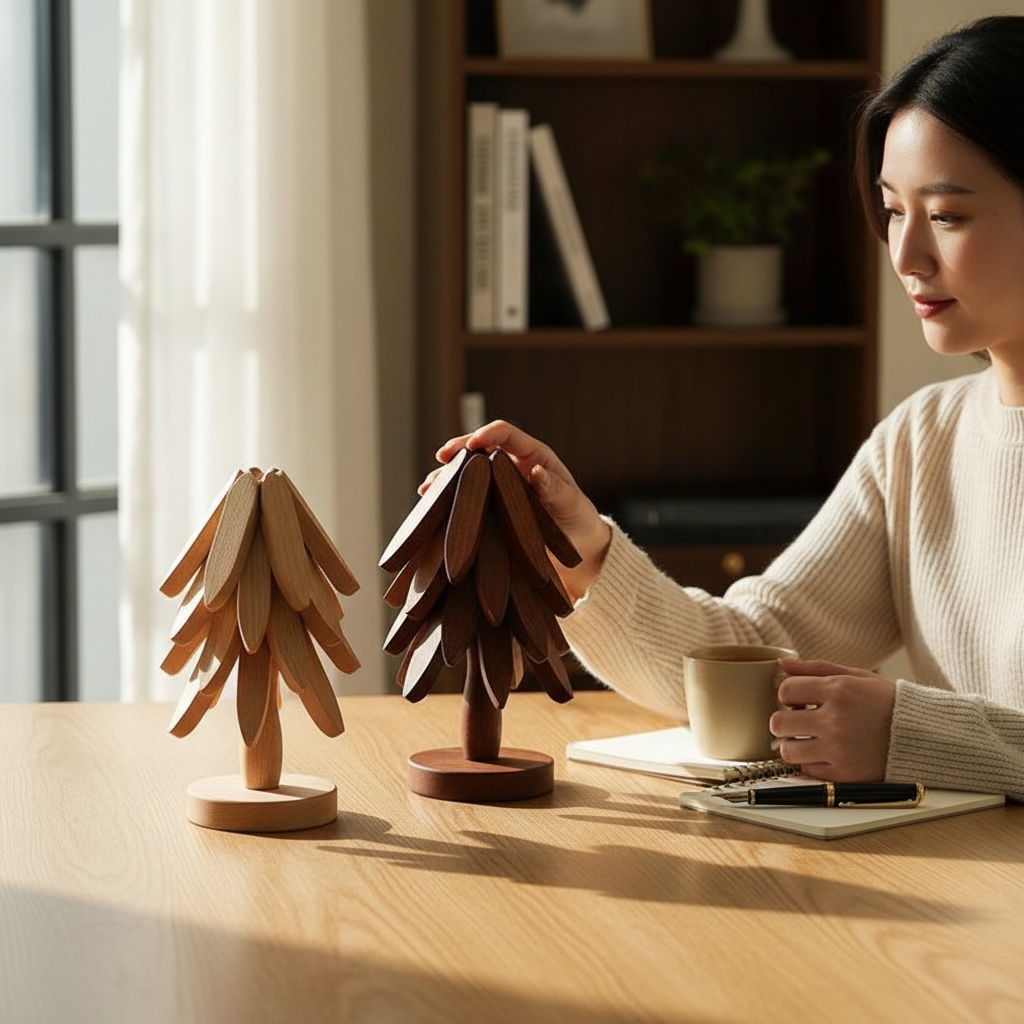Wooden Tree Coaster Set