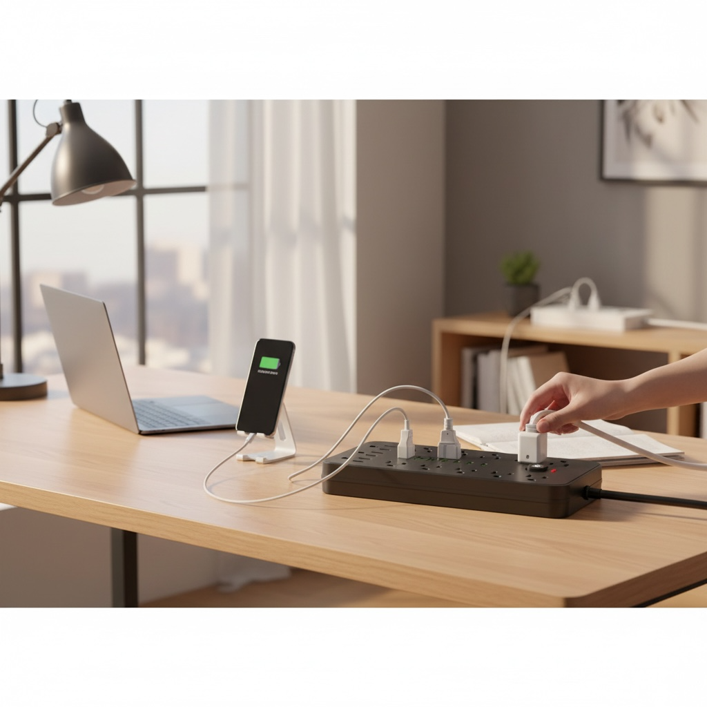 13‑Outlet Power Strip with USB & Type‑C, Surge Protection | Modern Goods Living