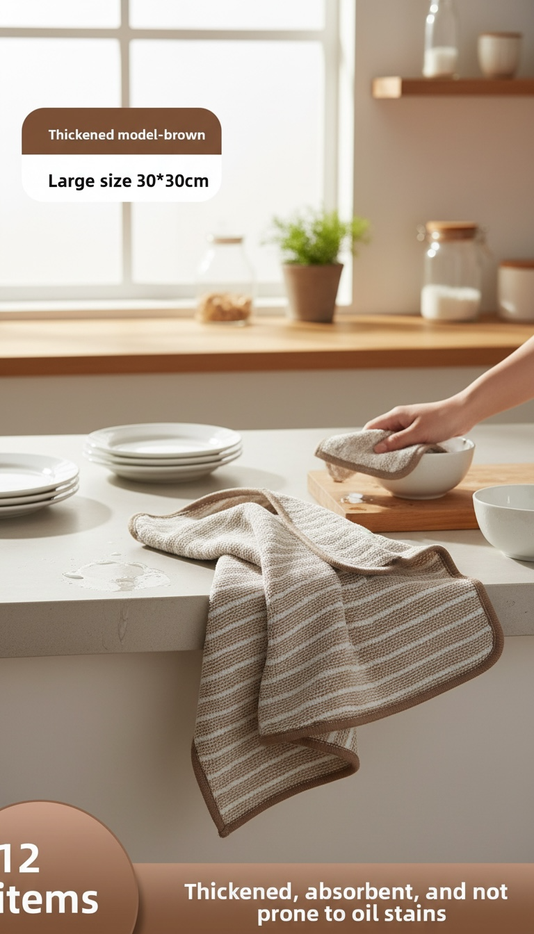 Ultra-Absorbent Oil-Resistant Kitchen Cleaning Cloths | Lint-Free, Reusable Dish Cloths