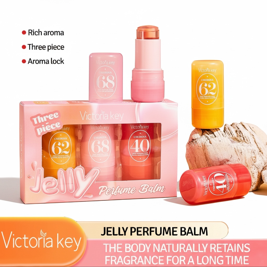 Fragrance Balm – Long-Lasting Fruity Perfume Stick (Coconut, Candy, Rose)