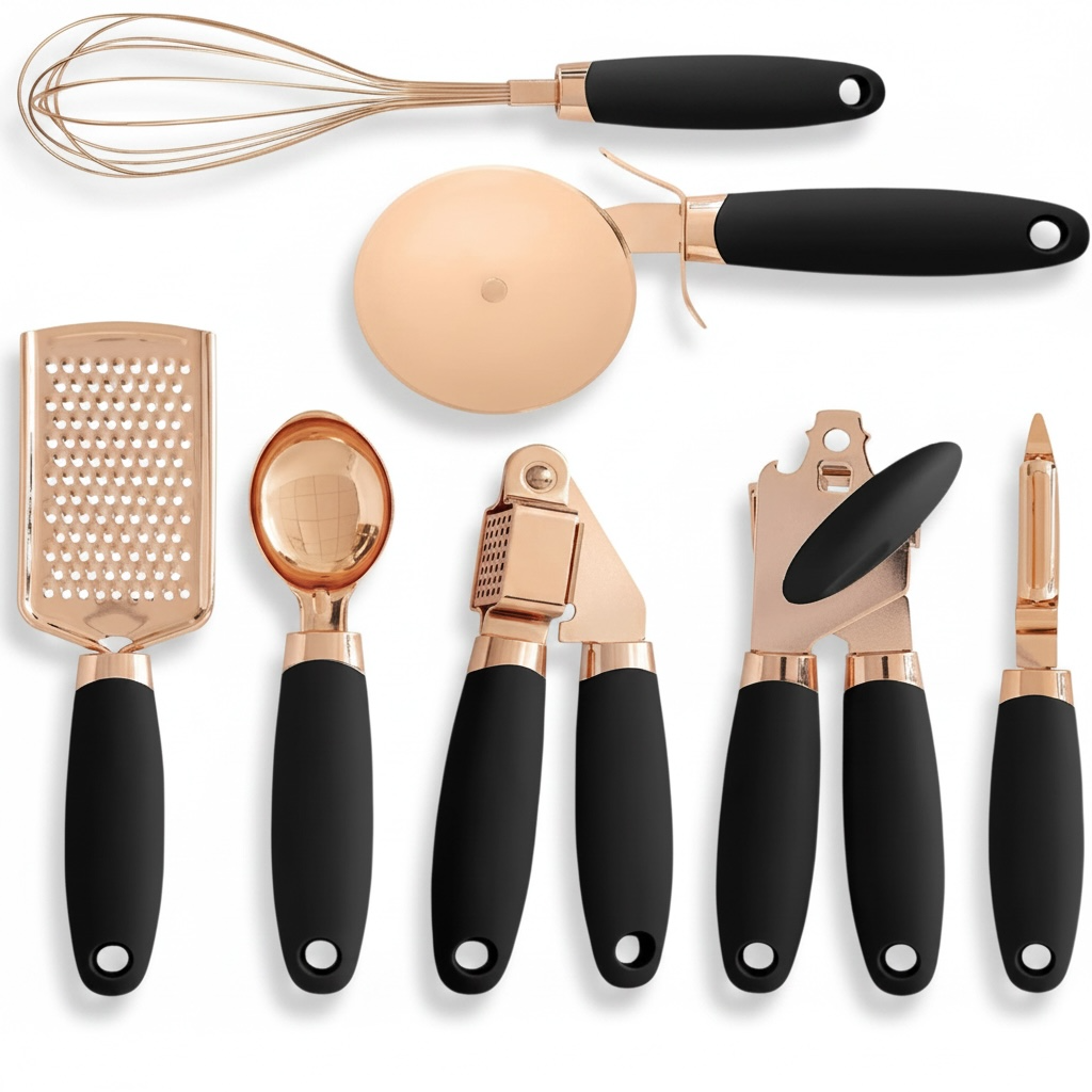 7-Piece Kitchen Tool Set | Rose Good Stainless Steel Utensils with Ergonomic Handles