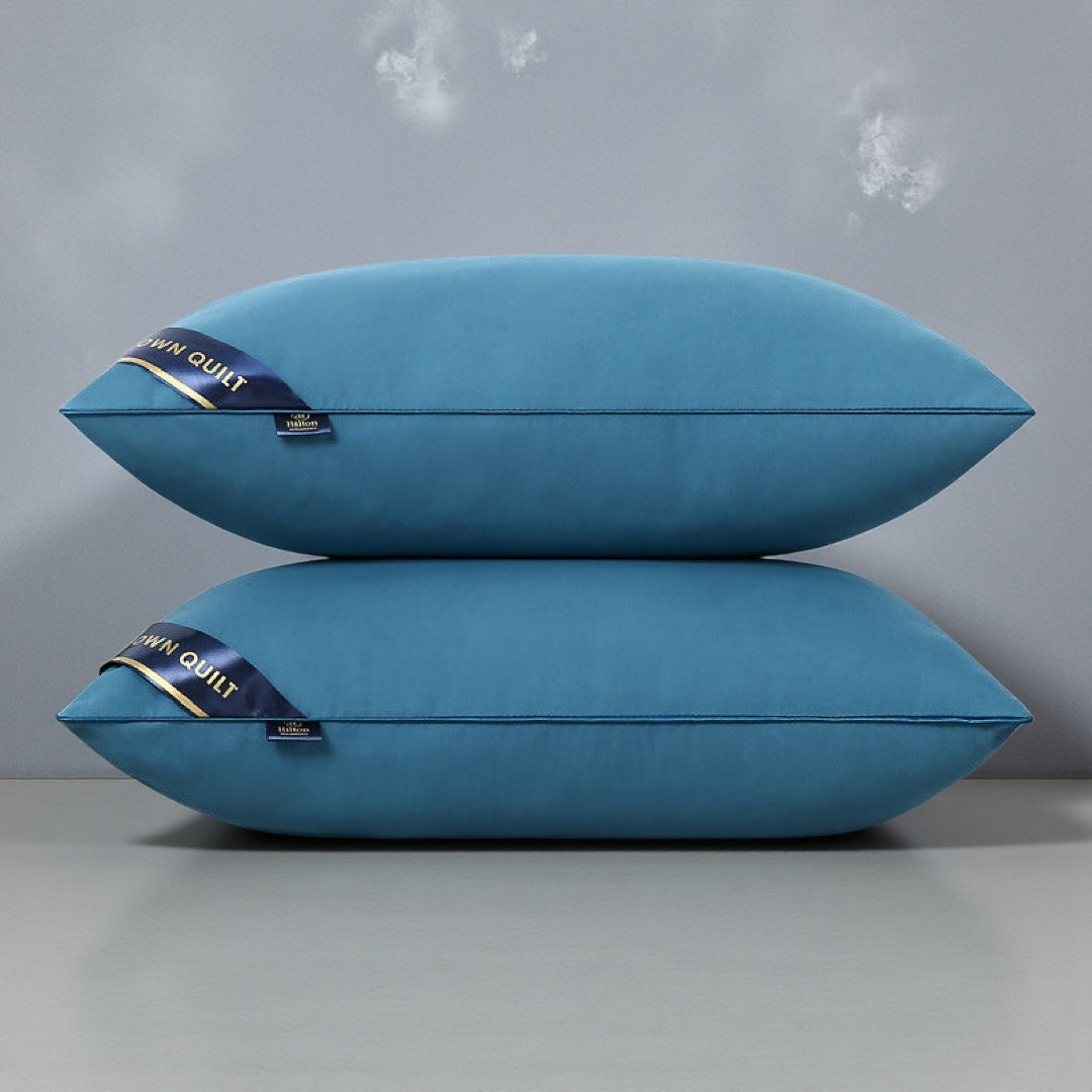 Pillow on bed with bedroom decor in soft lighting