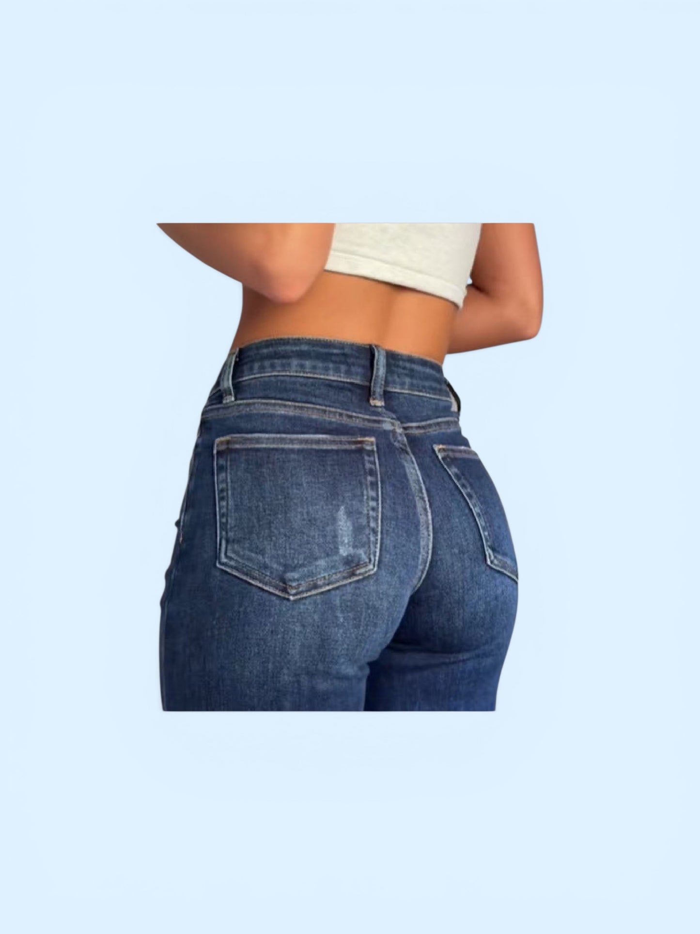 Butt-Lift Stretch Wide-Leg Jeans – Mid-Low Rise Elastic Denim