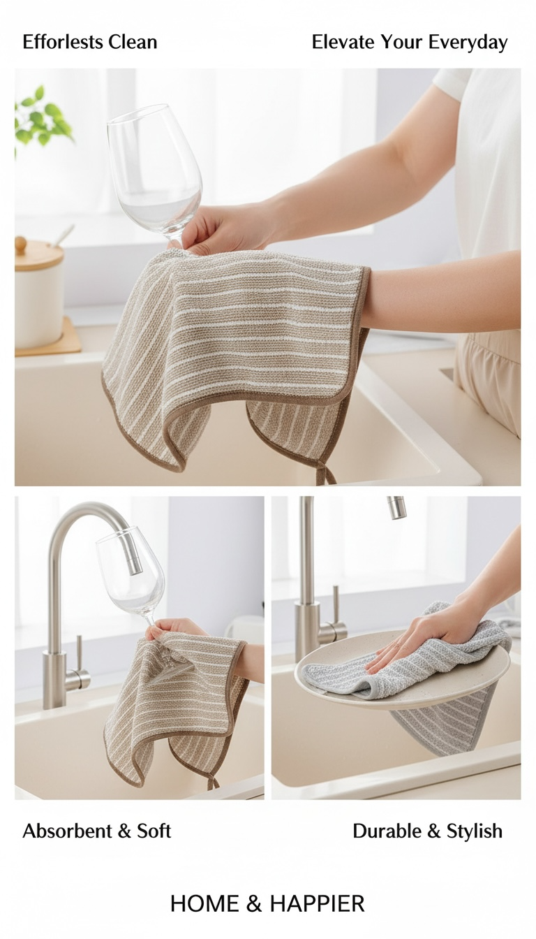 Ultra-Absorbent Oil-Resistant Kitchen Cleaning Cloths | Lint-Free, Reusable Dish Cloths