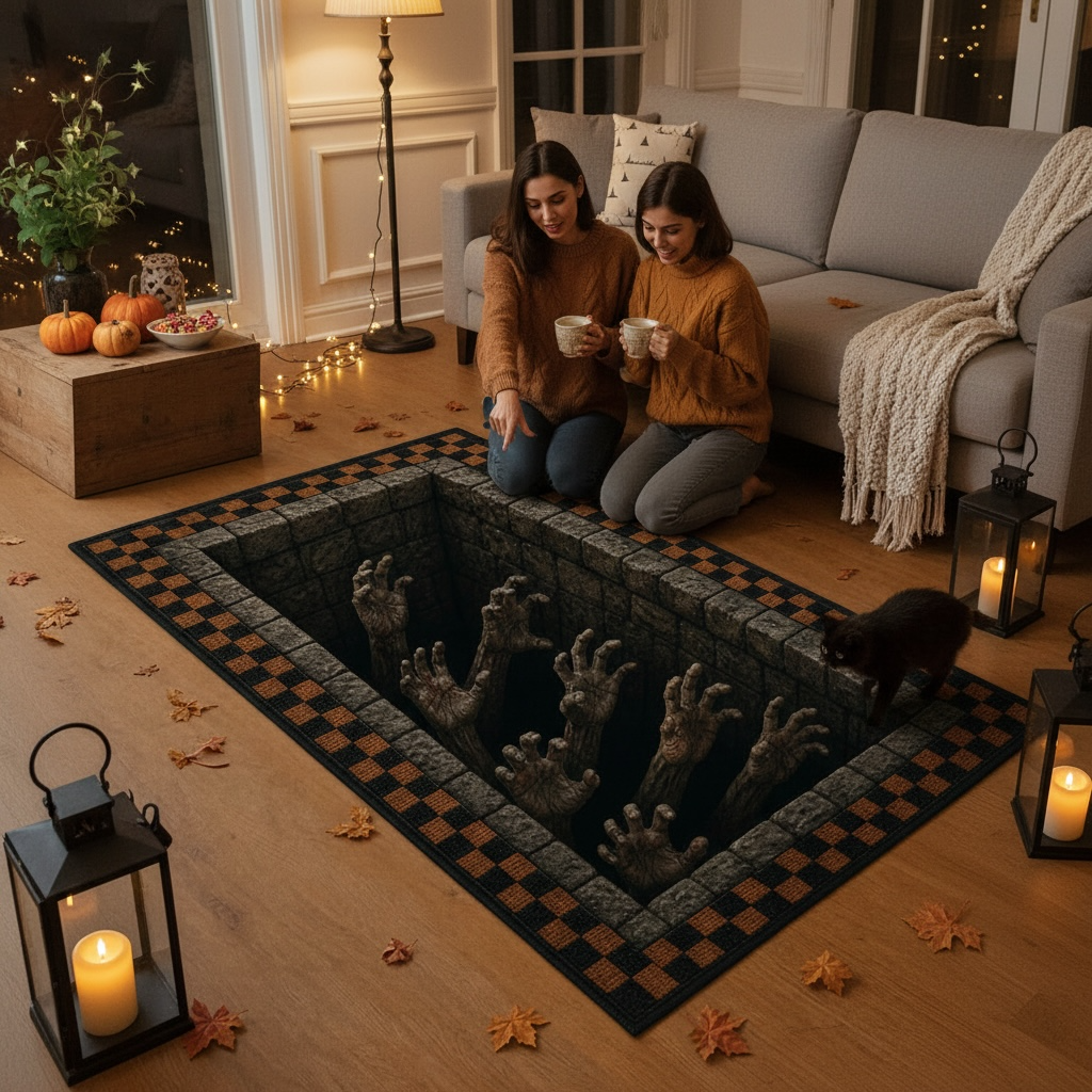 Halloween Horror Area Rug – Soft Non-Slip Crystal Velvet Carpet, Multiple Sizes & Patterns