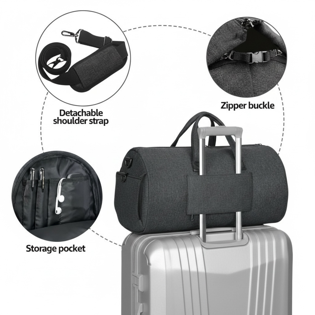 Convertible Garment Travel Bag & Backpack – 2-in-1 PU Leather Carry-On Suit Bag (36–55L)