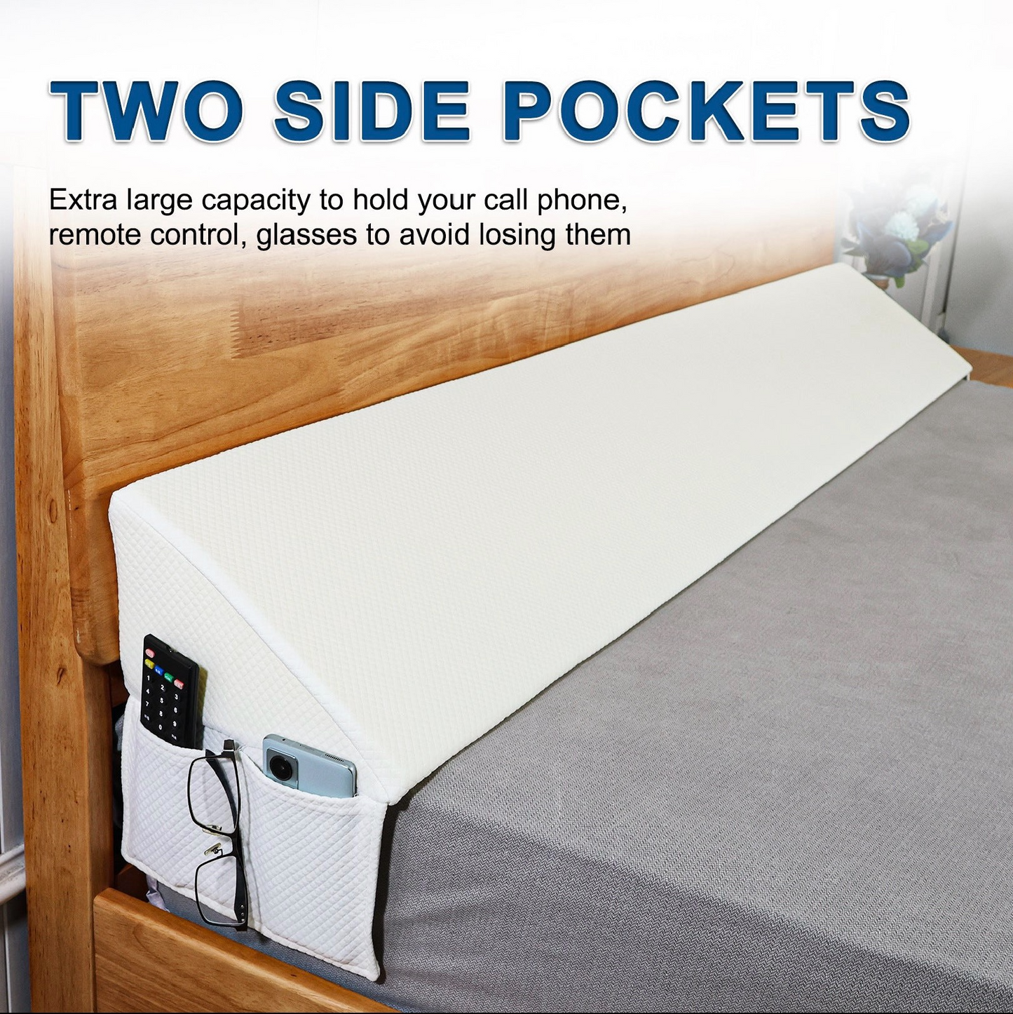 Bedside Gap Filler Pillow – Triangular Headboard Cushion, Space-Saving Bed Wedge for Wall Gaps