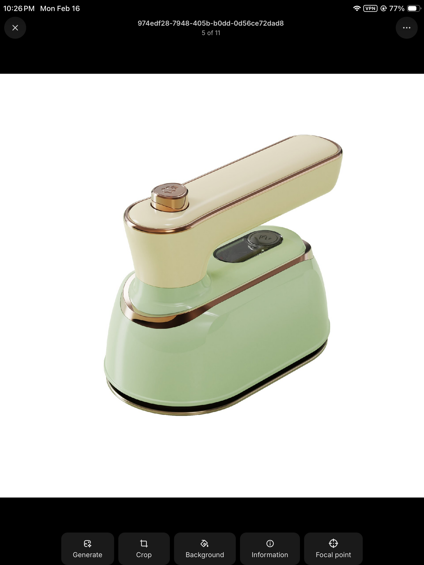 Folded travel garment steamer showing compact design