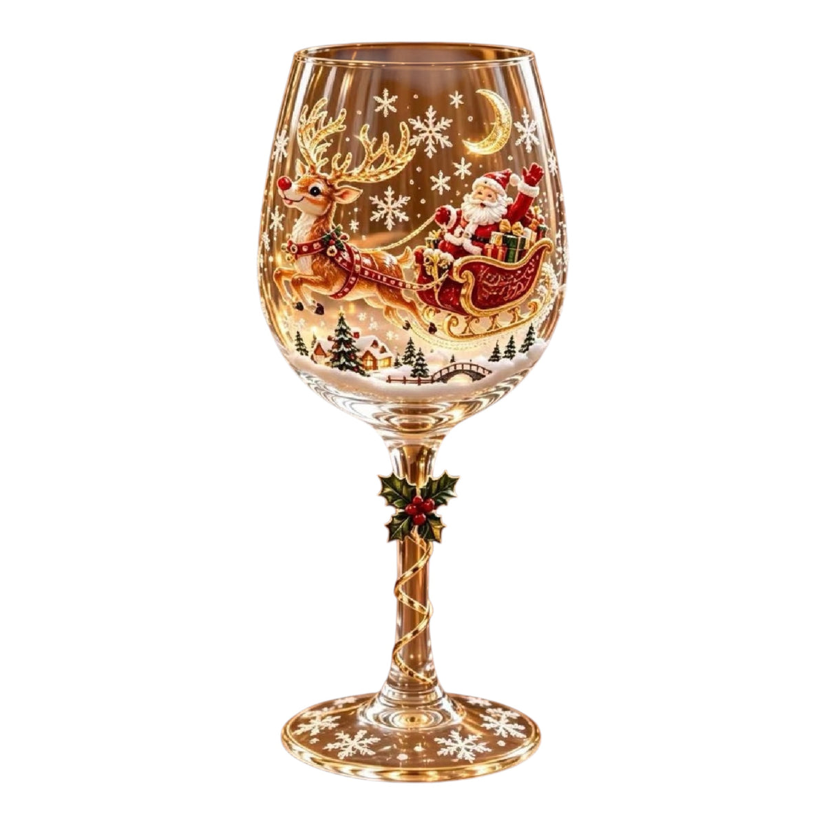 Christmas Art Stemmed Wine Glass – Holiday Cocktail Glasses