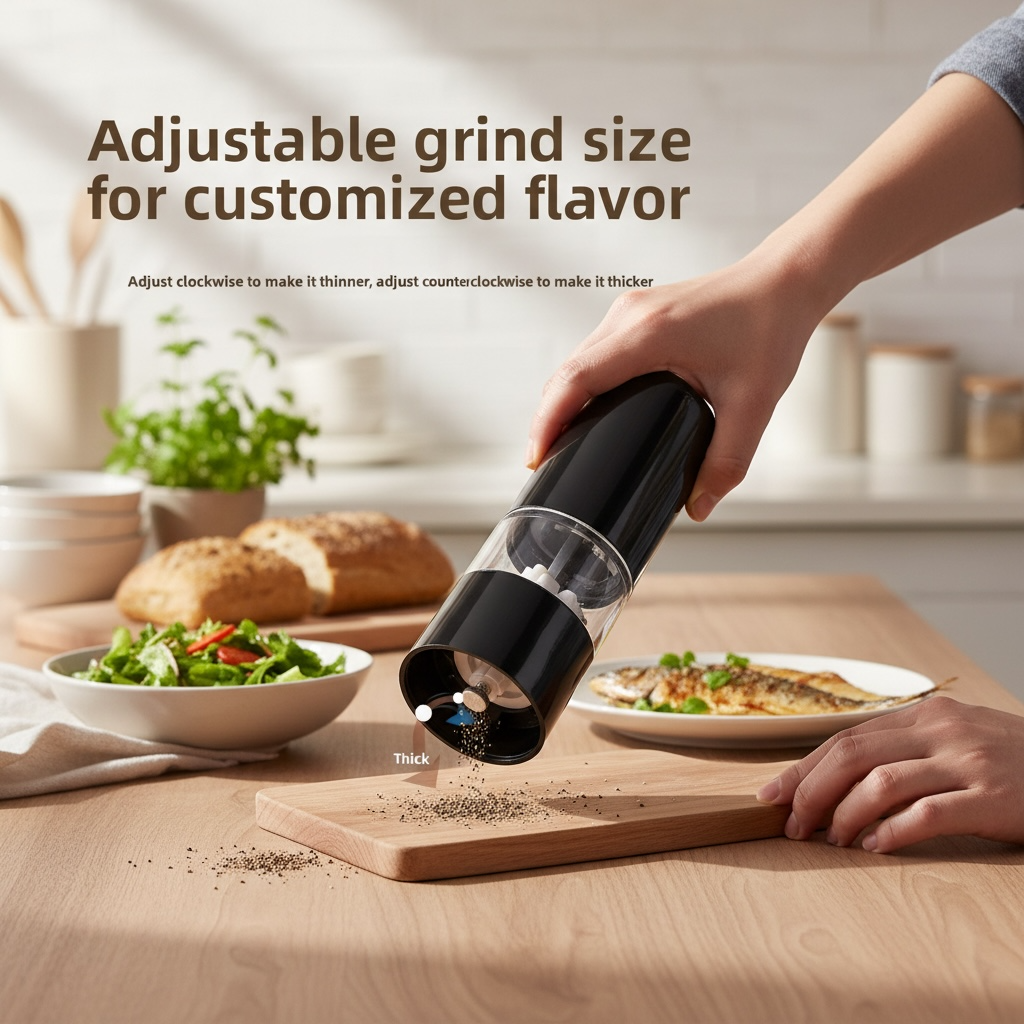 Electric Pepper Grinder – One-Touch Automatic Salt & Pepper Mill