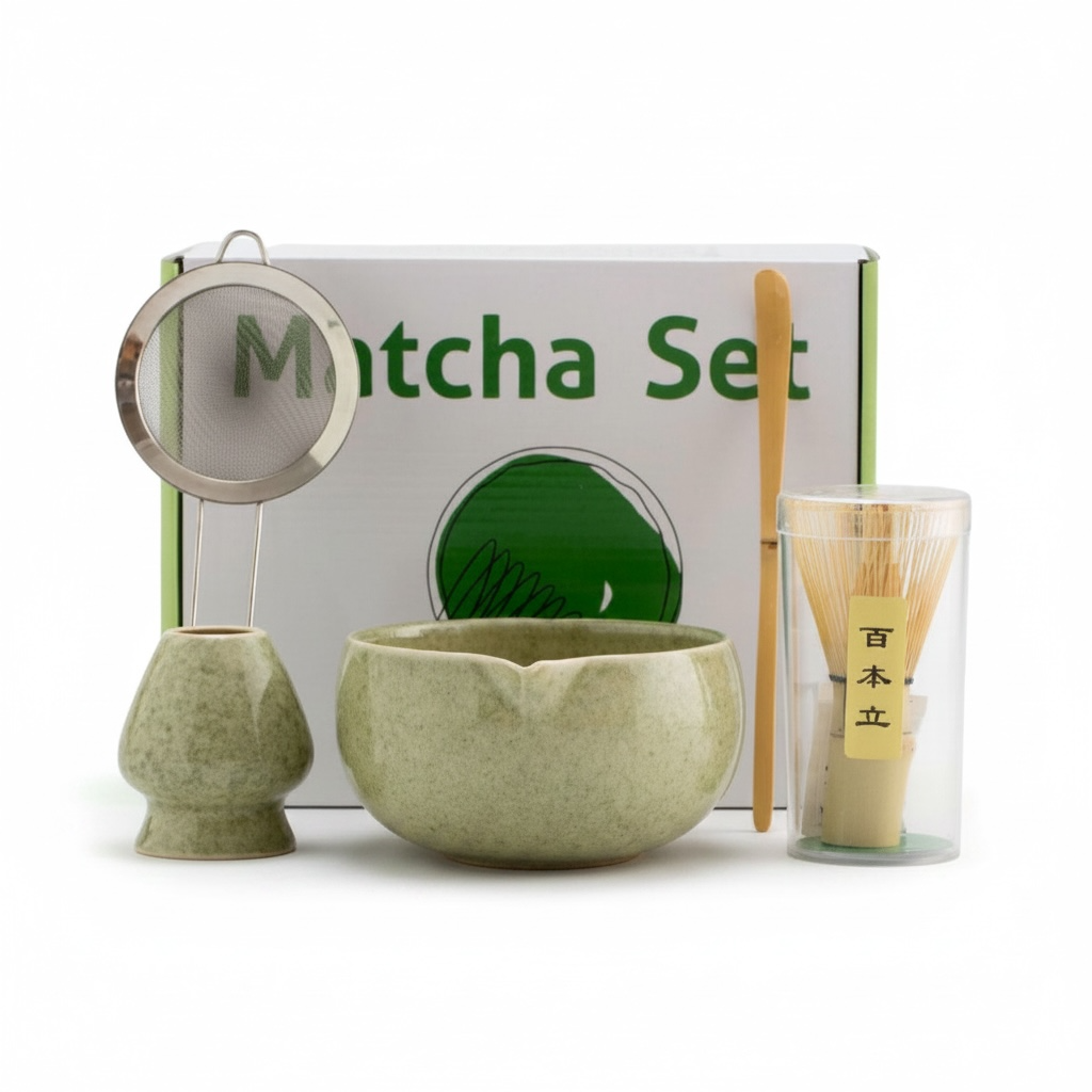 Matcha Bowl Set with Whisk & Stirrer | Hand-Painted Tea Set
