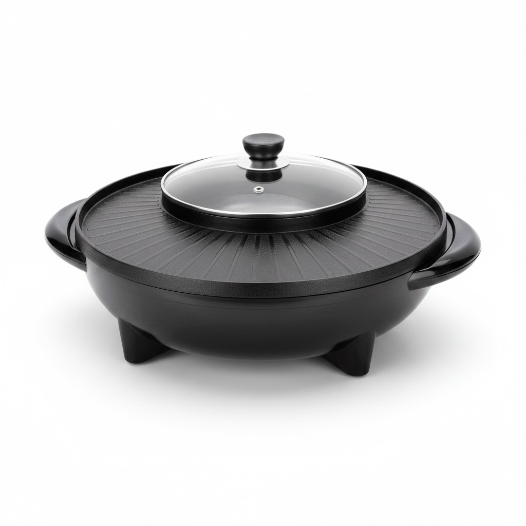 Korean-Style All-in-One Shabu-Shabu Electric Hot Pot & Grill