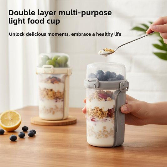 Double-Layer Leak-Proof Salad Box with Fork | 500ml