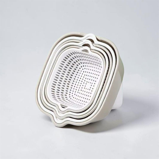 Stackable Drain Basket Set – Food-Grade Double-Layer Colander Bins | Modern Goods Living