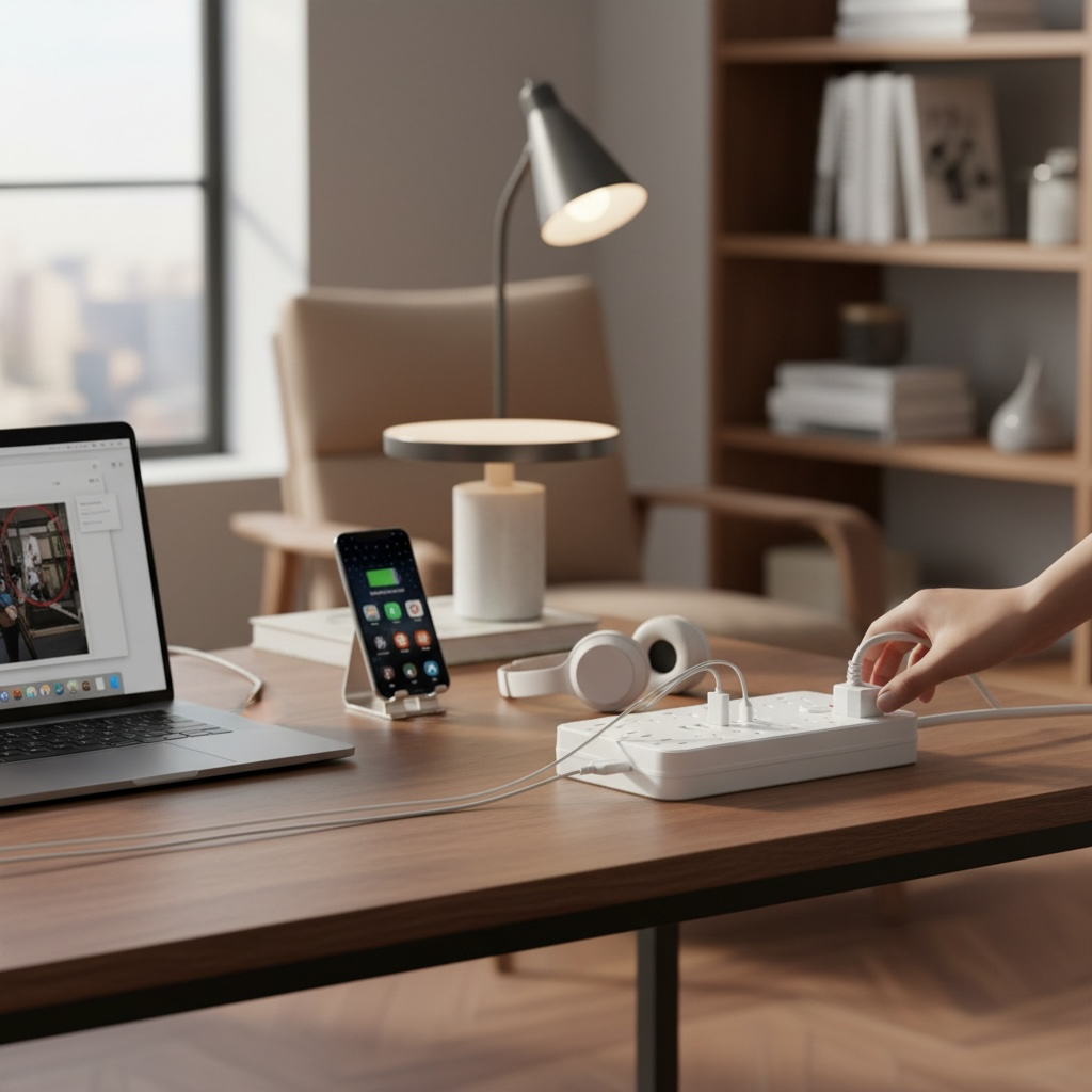 13‑Outlet Power Strip with USB & Type‑C, Surge Protection | Modern Goods Living