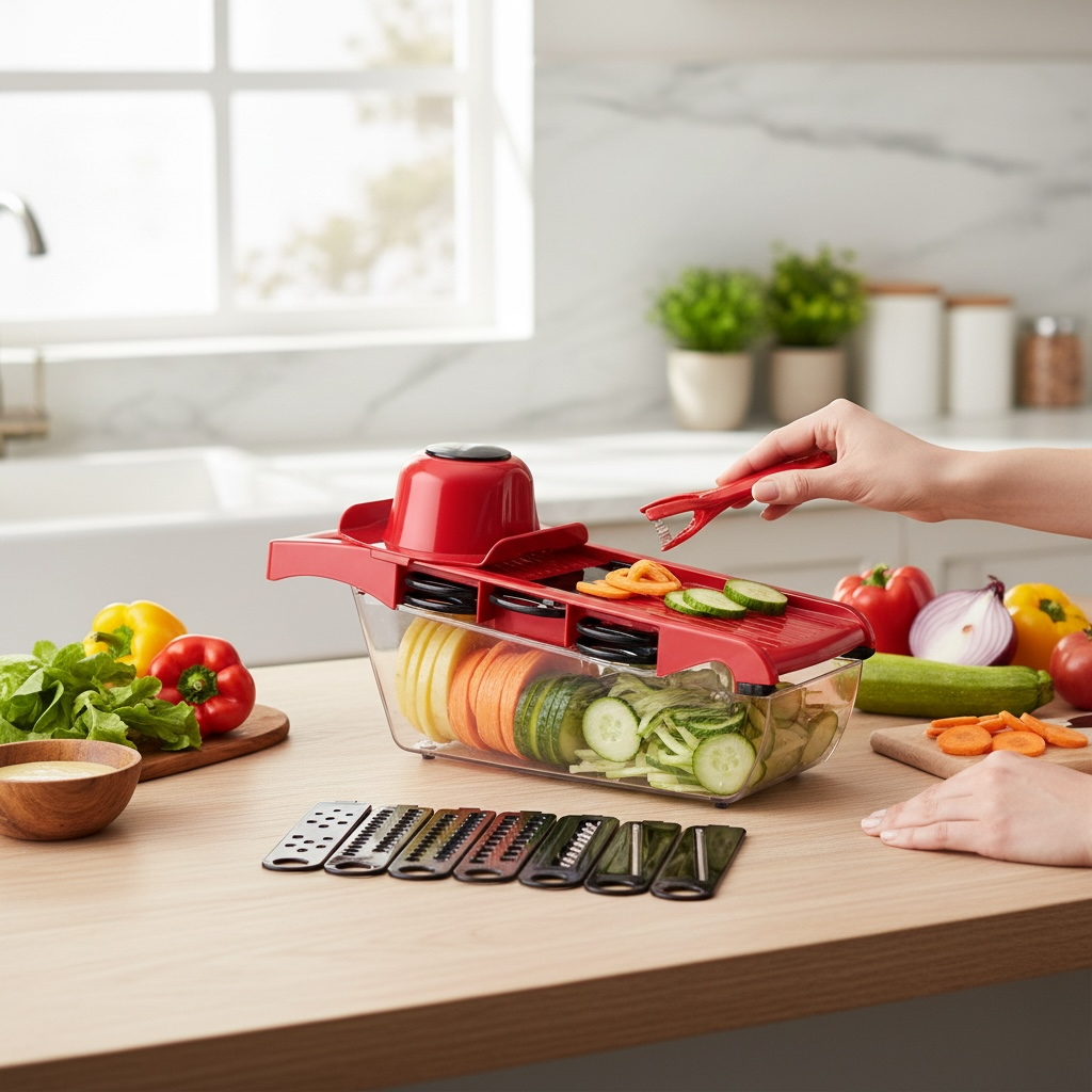 6‑in‑1 Stainless Steel Vegetable Slicer & Julienne Cutter – Multi‑Blade Chopper