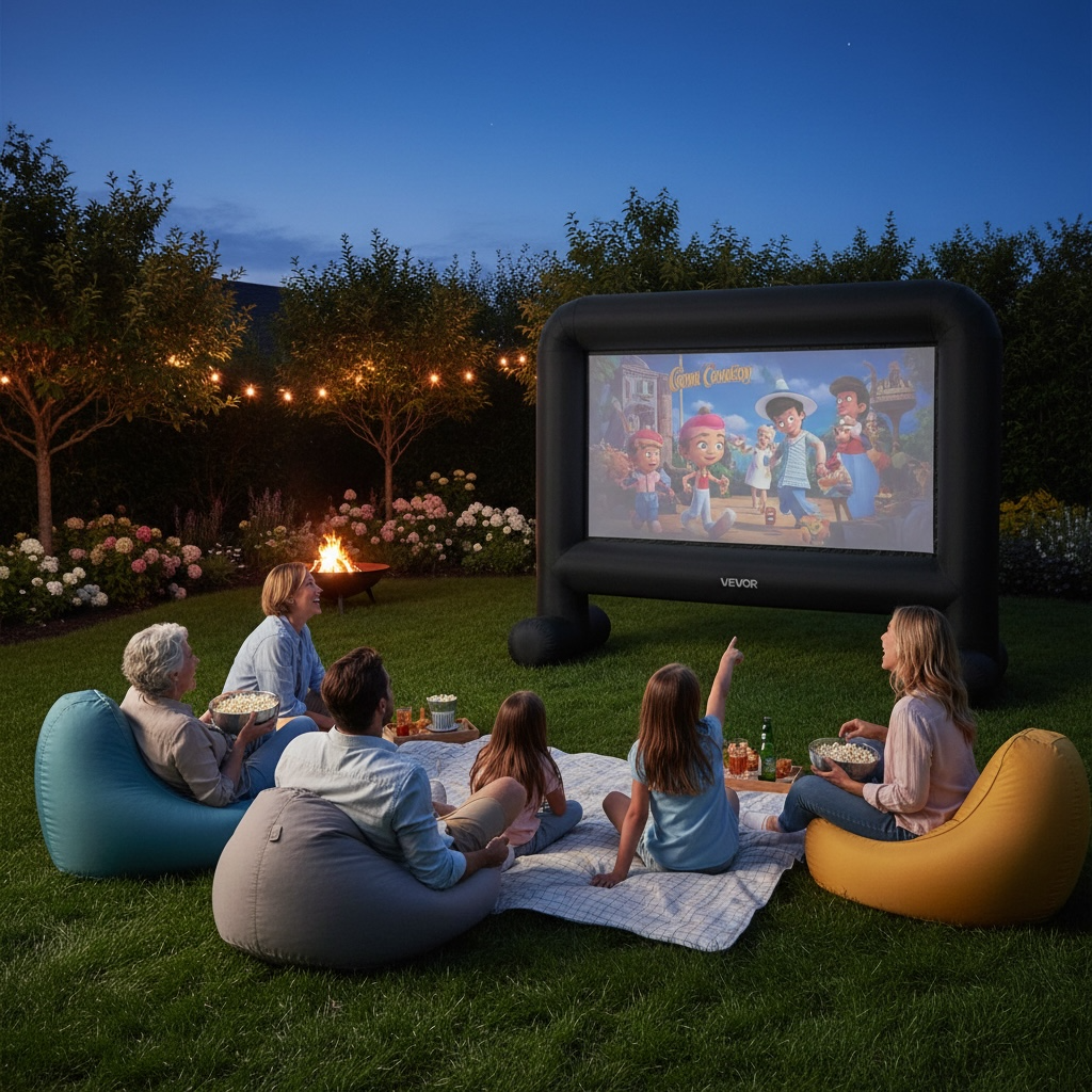 Inflatable Outdoor Projector Screen – 8.6ft, 16:9, Front & Rear