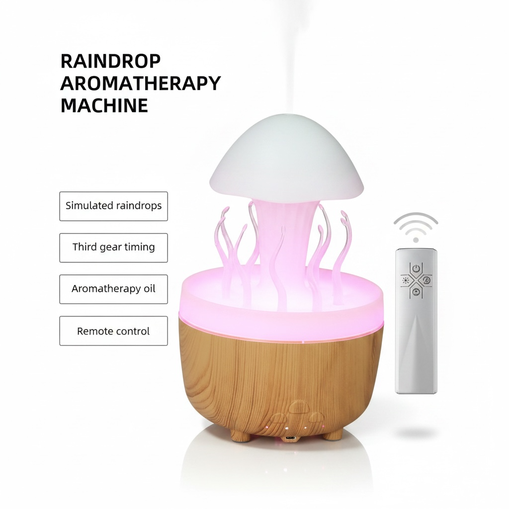 Aromatherapy Ultrasonic Humidifier – Remote, Color LED Lights