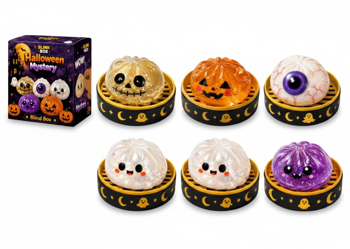 Halloween Squishy Stress Relief Toy – Ghost, Pumpkin & Skull Fidget Ball for Anxiety