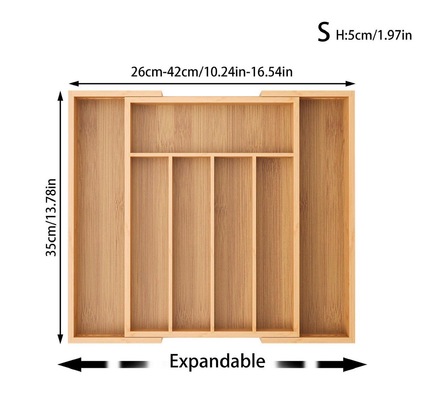 Expandable Bamboo Cutlery Drawer Organizer | Adjustable Utensil Tray 8 Compartments