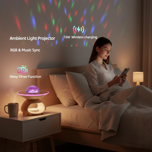 3‑in‑1 Bluetooth Speaker Night Light with Wireless Charging & RGB Ambient Glow