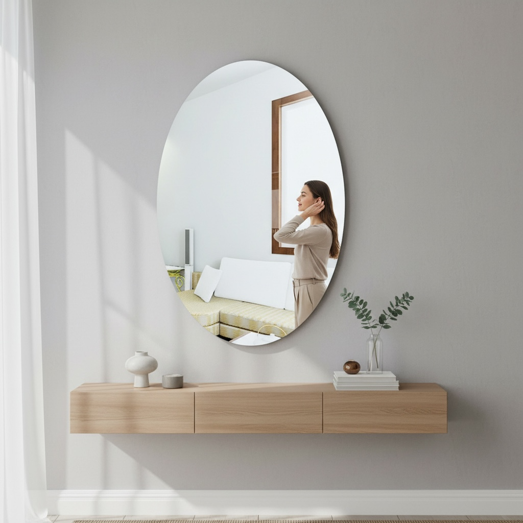 Acrylic Mirror Wall Stickers – Peel-and-Stick Oval & Geometric Decorative Panels