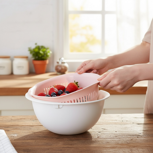 Dual-Layer Drain Basket for Fruits & Vegetables – 23cm