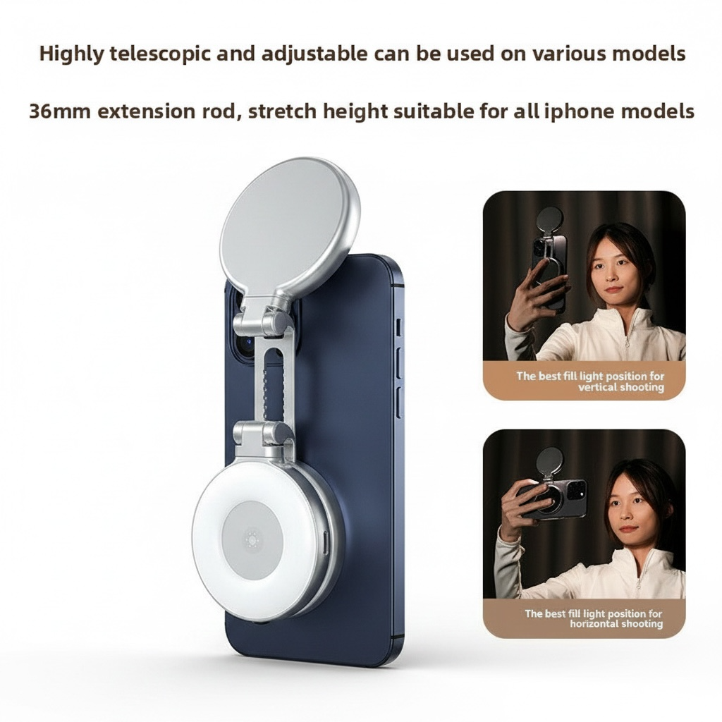 Magnetic Phone Selfie Light – Portable Foldable Mini Fill Light with 3 Color Temperatures (10W)