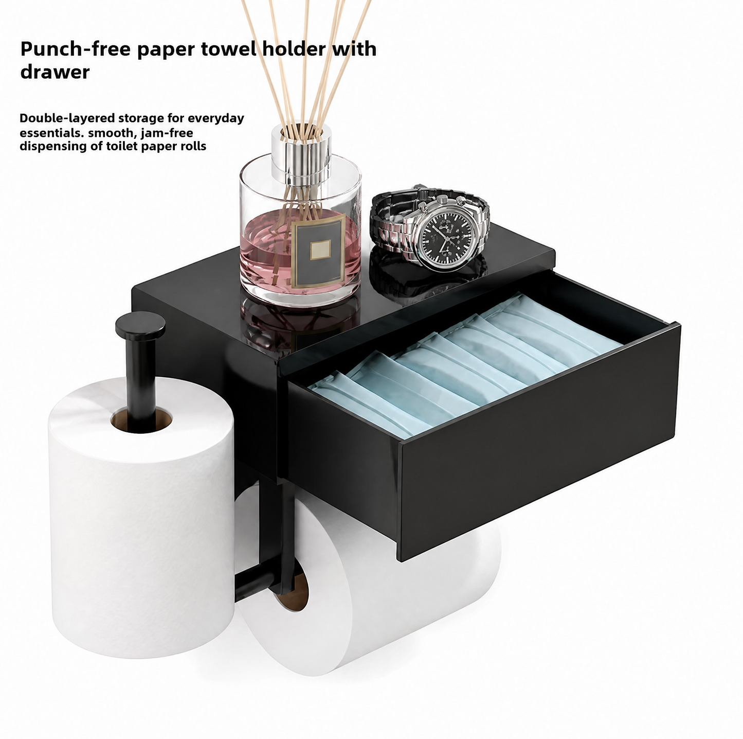 Toilet Paper Holder with Storage Bin – Stainless Steel Wet Wipes Rack