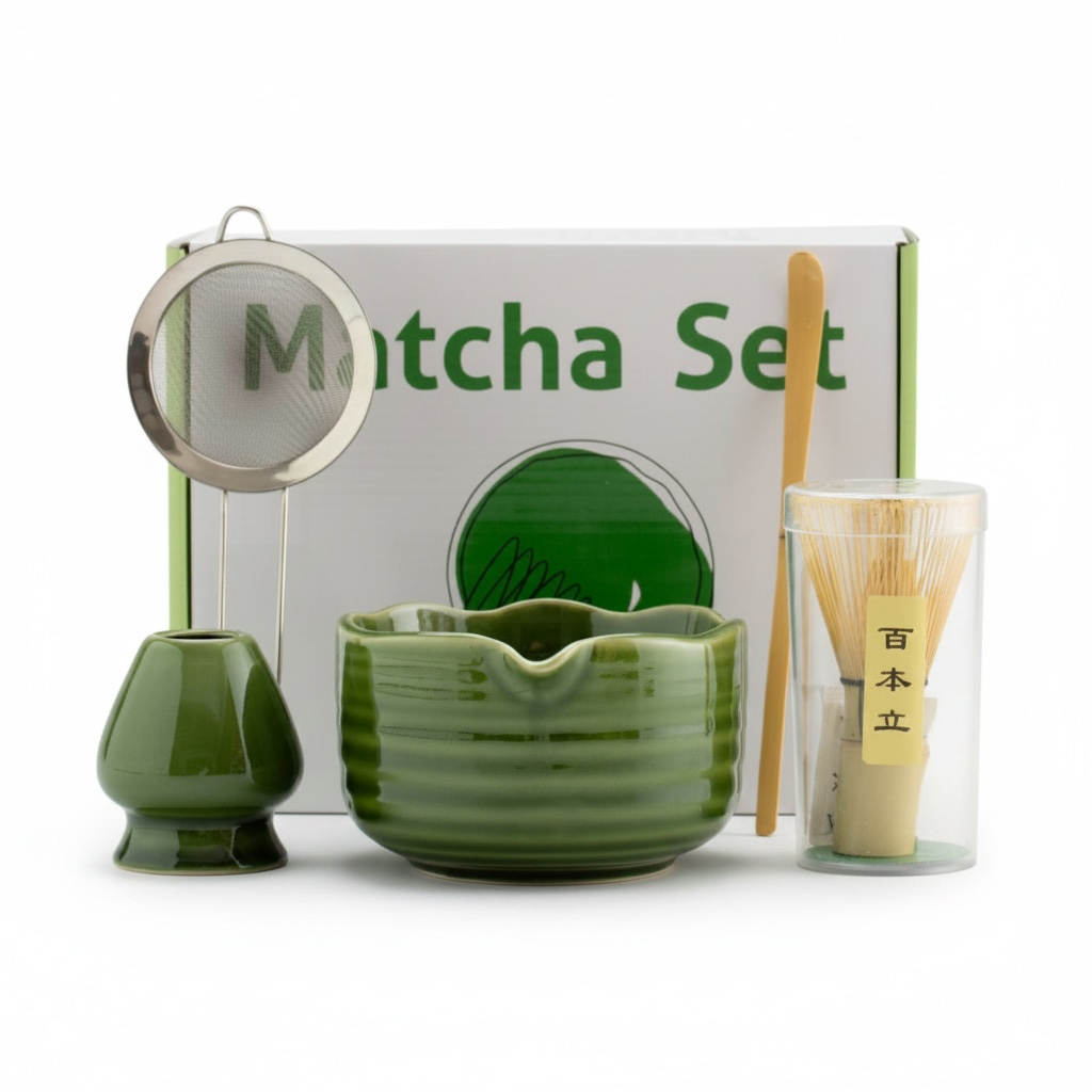 Matcha Bowl Set with Whisk & Stirrer | Hand-Painted Tea Set