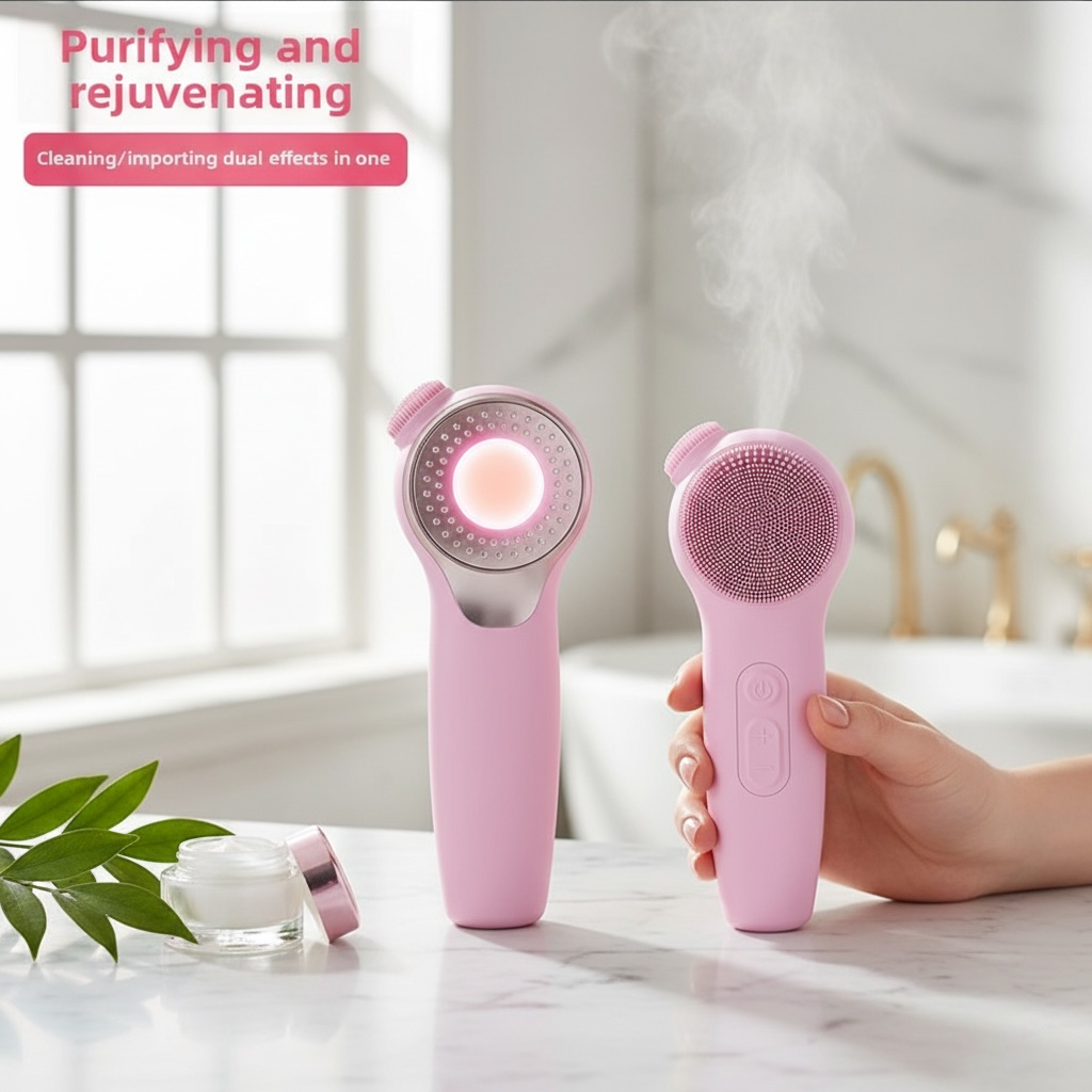 Red Light Silicone Facial Cleanser F528 – Ultrasonic Vibration & Heat Therapy