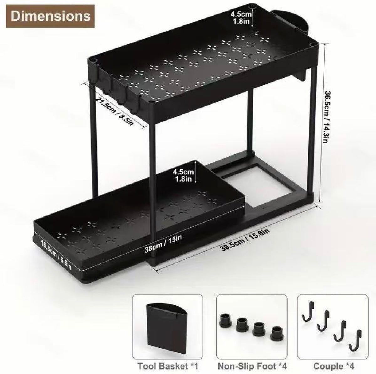2-Tier Sliding Under-Sink Organizer – Pull-Out Cabinet Rack