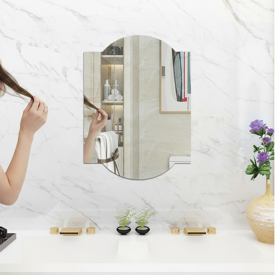 Acrylic Mirror Wall Stickers – Peel-and-Stick Oval & Geometric Decorative Panels