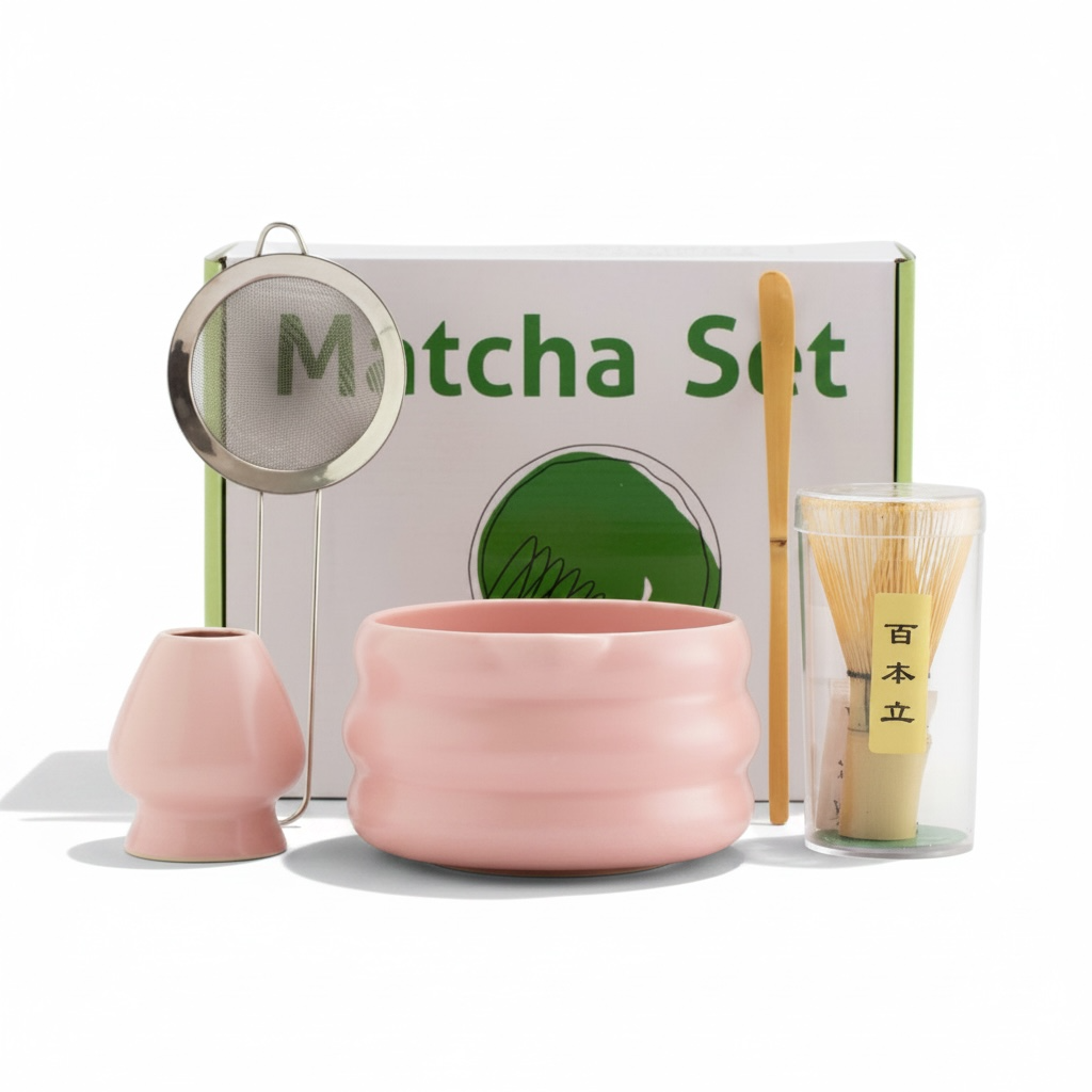 Matcha Bowl Set with Whisk & Stirrer | Hand-Painted Tea Set