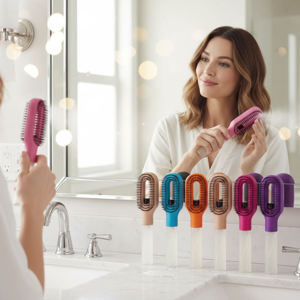 Anti-Frizz Detangling Mist Spray Comb – Portable One-Click Smoothing & Styling Sprayer
