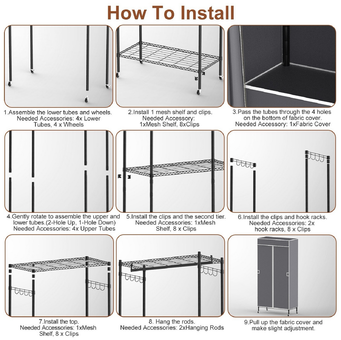 2-Tier Covered Wardrobe Rack with Wheels – Heavy-Duty Portable Clothes Closet Organizer