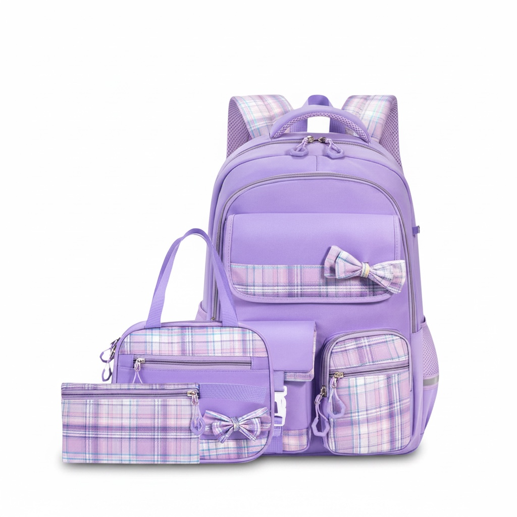 Butterfly Bow School Backpack – Large Capacity Waterproof Girls Bookbag
