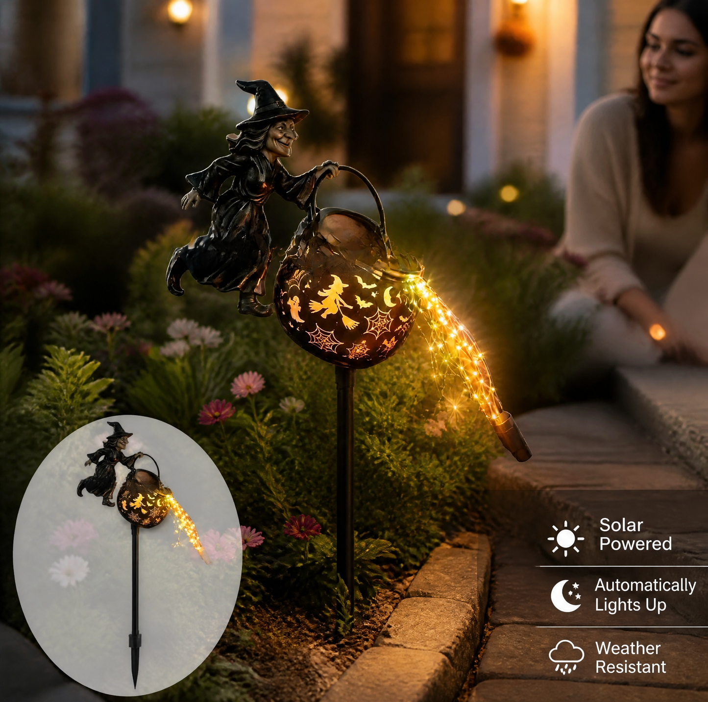 Witch Metal Garden Stake – Modern Minimalist Cartoon Outdoor Yard Decoration