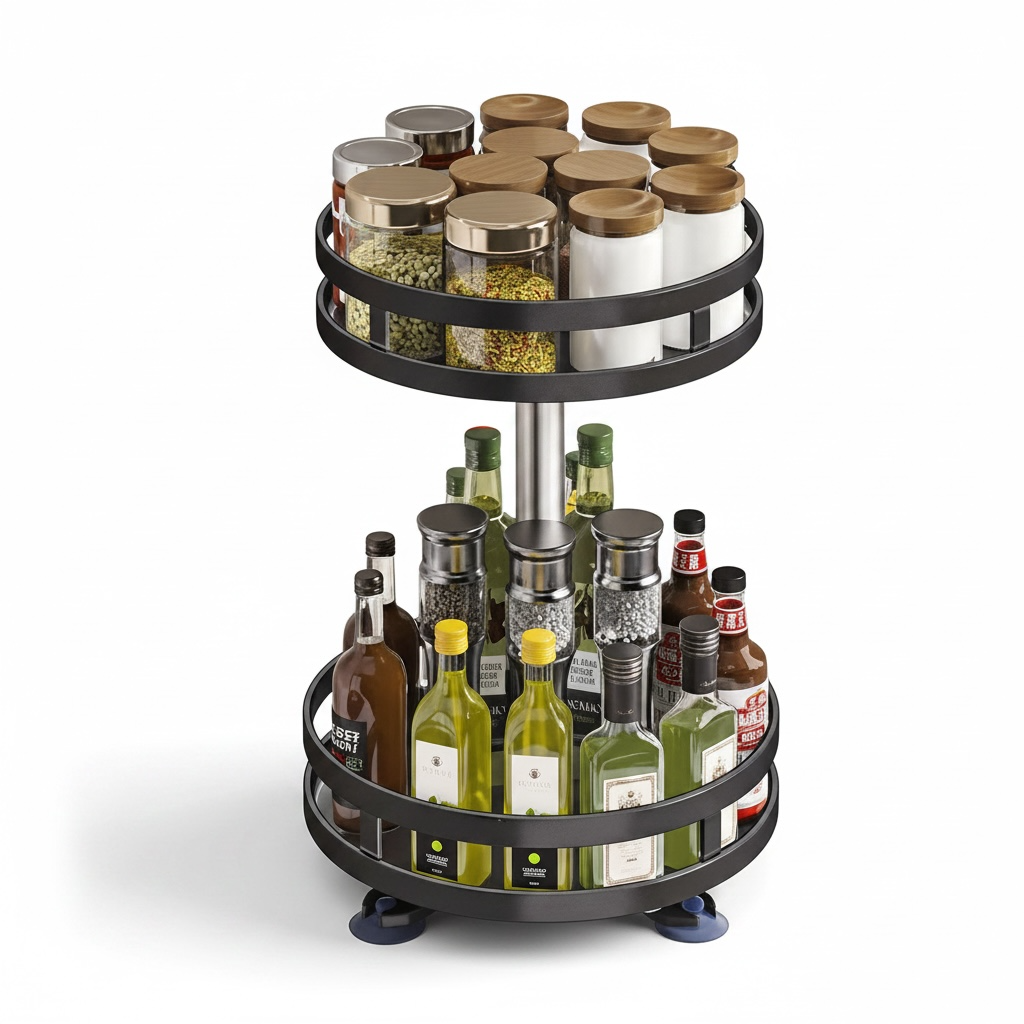 360° Rotating Seasoning Rack – Space-Saving Spice Organizer, Single/Double/Three-Layer
