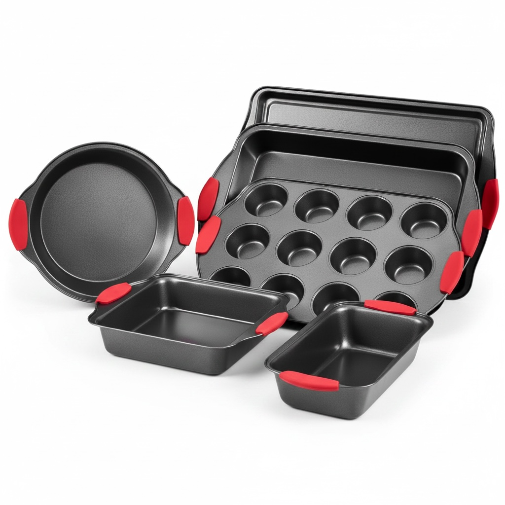 6-Piece Carbon Steel Baking Pan Set – Non-Toxic Cookie Sheets & Roasting Trays