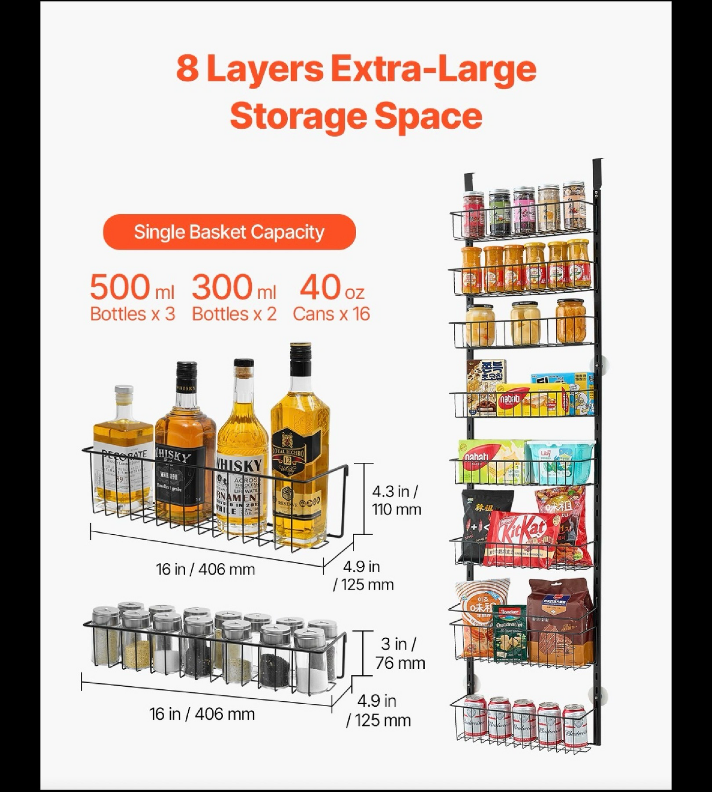 Over-the-Door Pantry Organizer Rack – Adjustable Heavy-Duty Spice & Storage Shelf