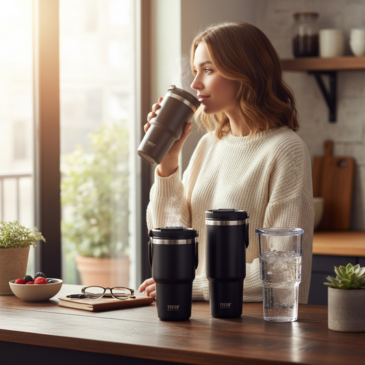 Stainless Steel Insulated Tumbler with Straw | 600ml & 1200ml Leak-Proof Travel Cup