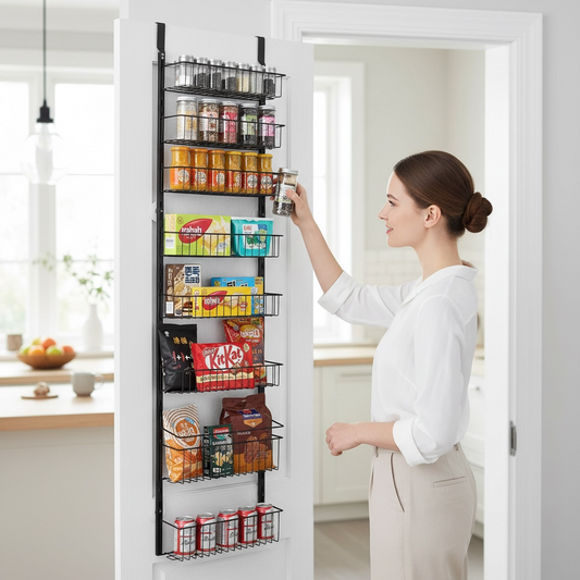 Over-the-Door Pantry Organizer Rack – Adjustable Heavy-Duty Spice & Storage Shelf