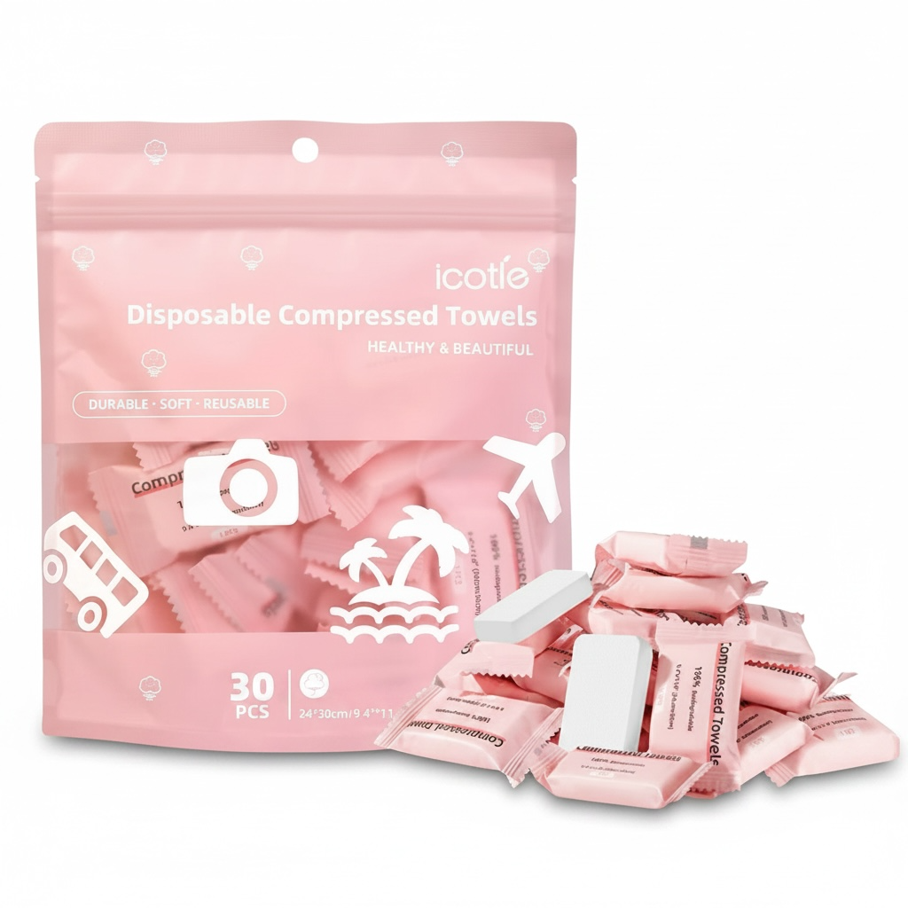 Compressed Travel Towels – Soft Plant Fiber, 30-Pack