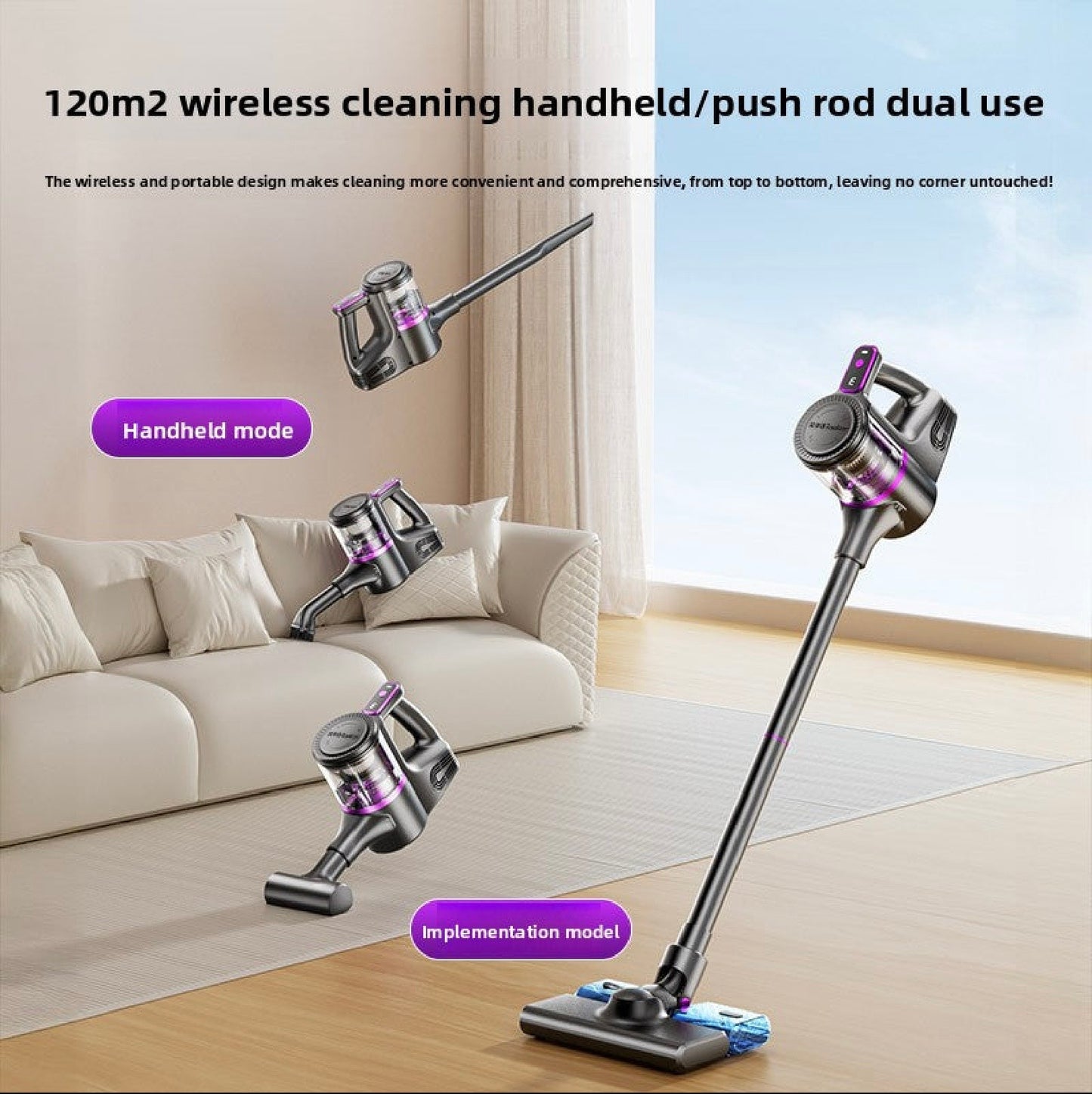 Cordless Handheld Vacuum & Mop | Powerful 40,000Pa Suction, Quiet & Portable