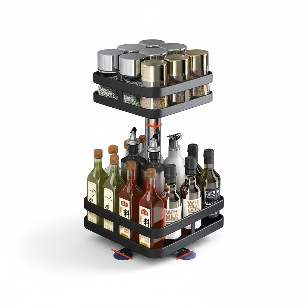 360° Rotating Seasoning Rack – Space-Saving Spice Organizer, Single/Double/Three-Layer