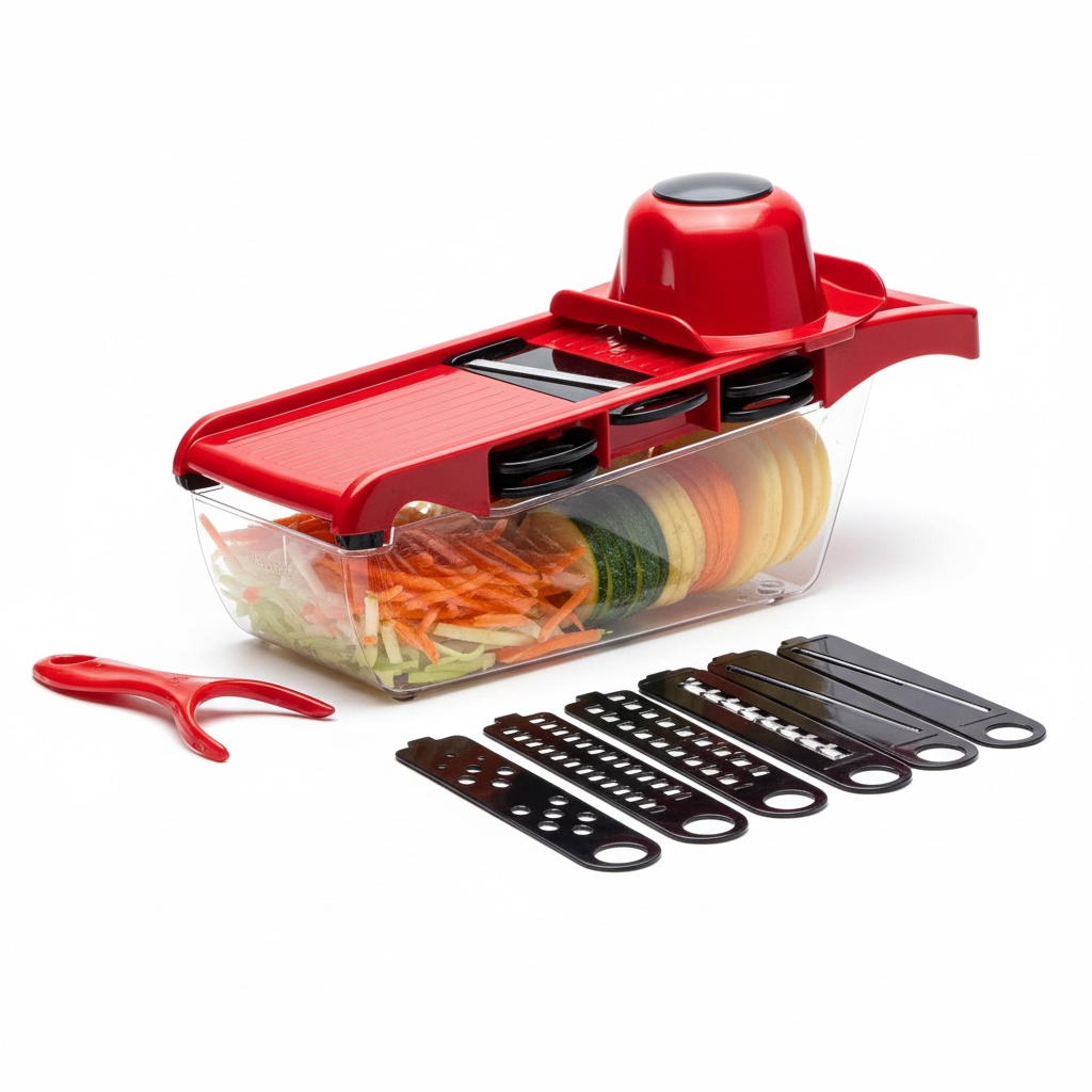 6‑in‑1 Stainless Steel Vegetable Slicer & Julienne Cutter – Multi‑Blade Chopper
