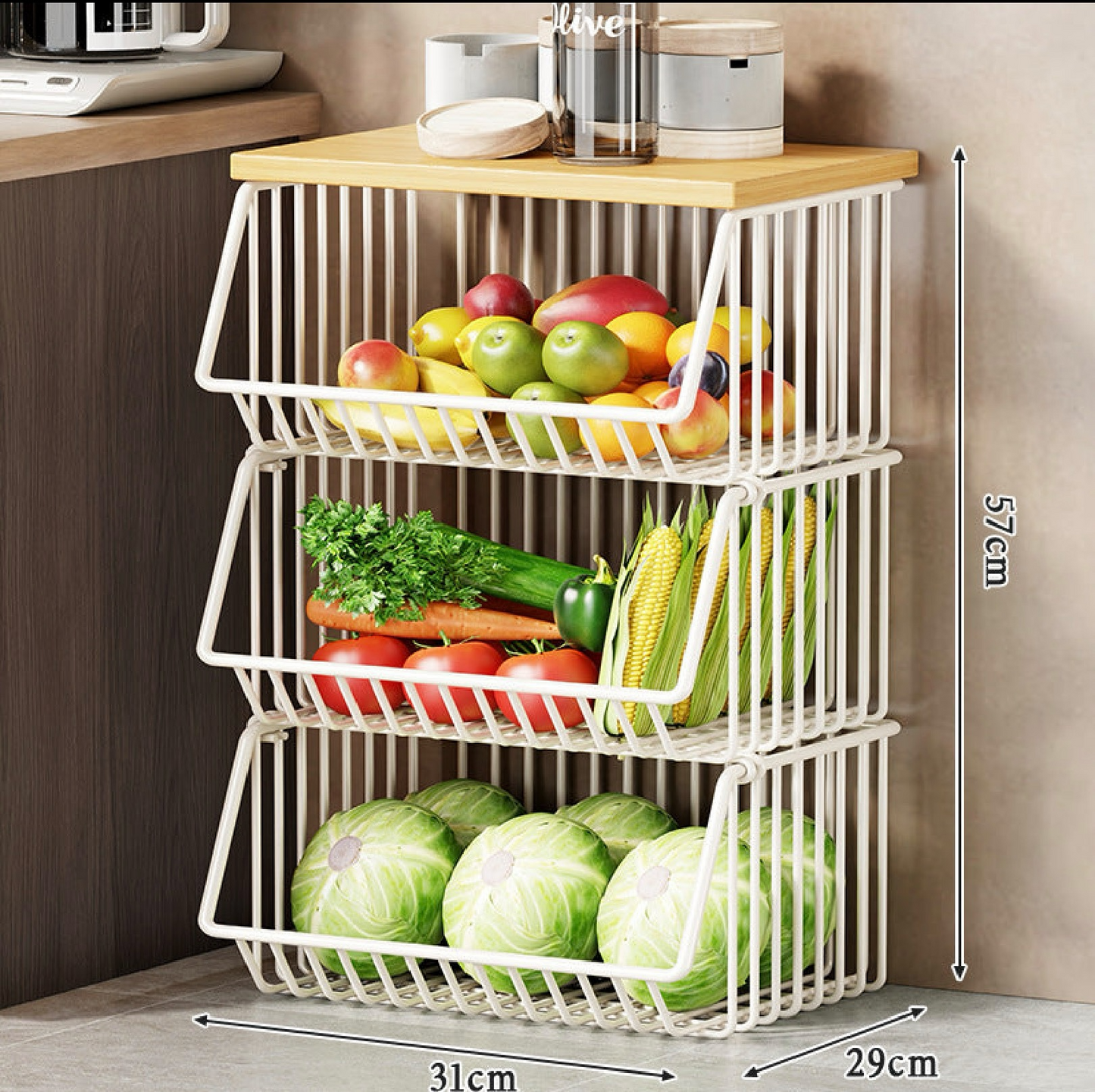 Multi-Layer Kitchen Storage Rack with Wheels – Fruit & Vegetable Organizer, 1–5 Tiers