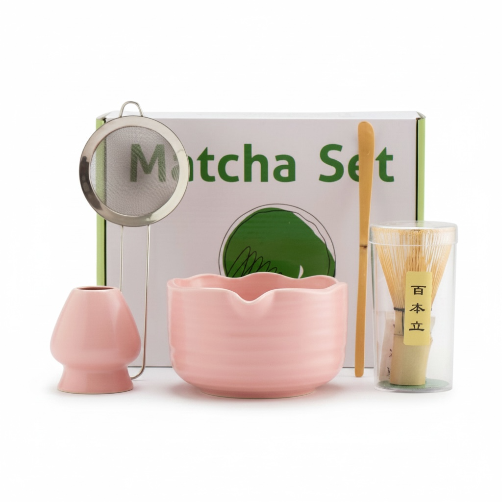 Matcha Bowl Set with Whisk & Stirrer | Hand-Painted Tea Set