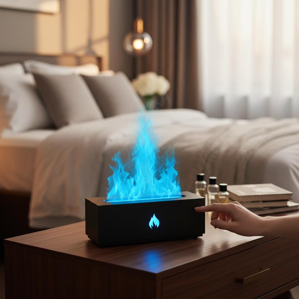 FlameGlow 3‑in‑1 Aroma Diffuser & Humidifier with Simulated Firelight